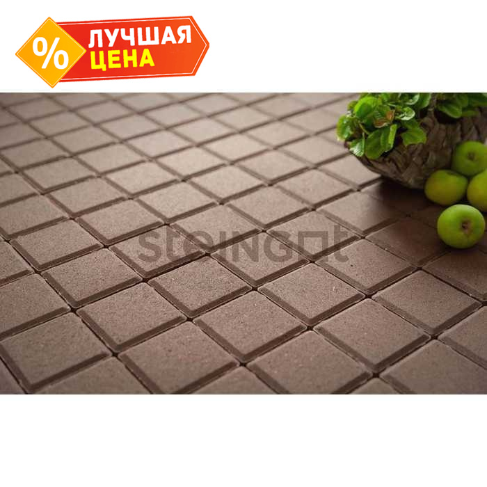 Плитка тротуарная Steingot Моно, Квадрат, темно-коричневый, 300х300х60 мм